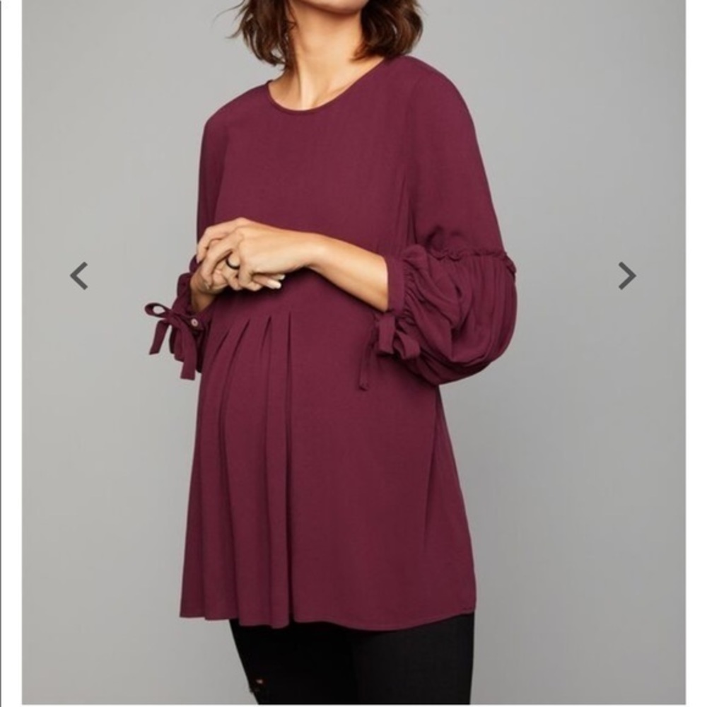 Luxe Essentials Tie Sleeve Maternity Blouse